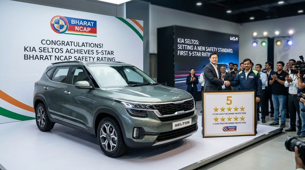 Kia Seltos Achieves 5-Star Bharat NCAP Rating Sets New Record