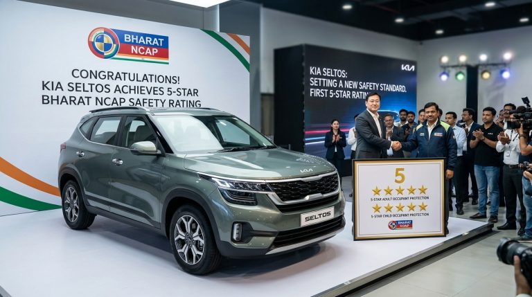 Kia Seltos Achieves 5-Star Bharat NCAP Rating Sets New Record